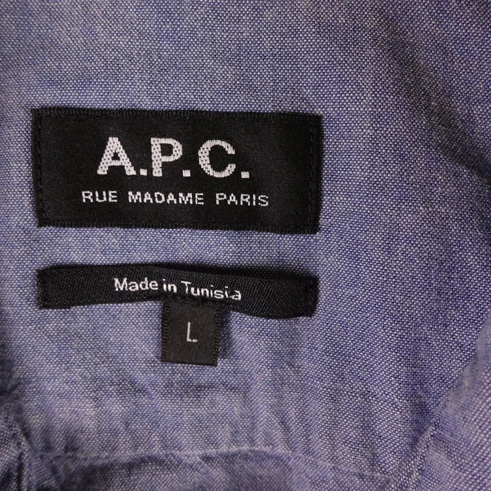 APC Mens Blue Cotton Button Down Shirt Rue Madame Paris Long Sleeve‎ Size L